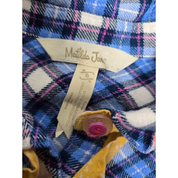 Matilda Jane Make Believe Floating Away Plaid Button Up Shirt size 6 - Picture 3 of 6